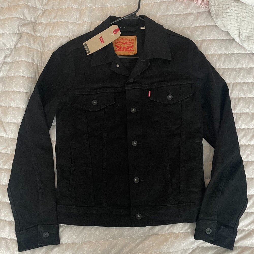 Mens XS Levi's Trucker Denim Jean Jacket Black